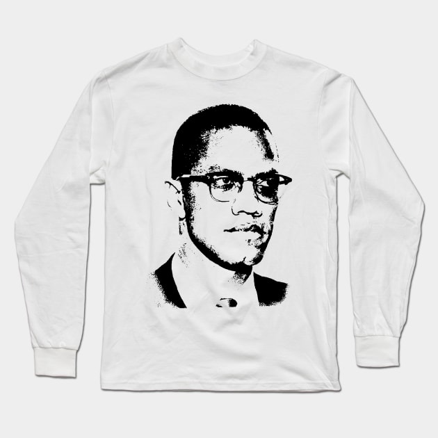 Malcolm X Portrait Long Sleeve T-Shirt by phatvo